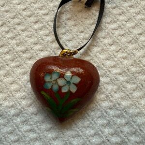 Chinese Cloissone Puffy Heart Pendant
